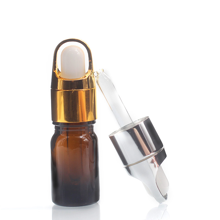 Round Glass Liquid Dropper Bottle With Screw Dropper Cap