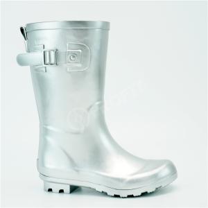 Quality Silver Shiny Anti Skidding Waterproof Rubber Rain Boots Mid Calf wholesale