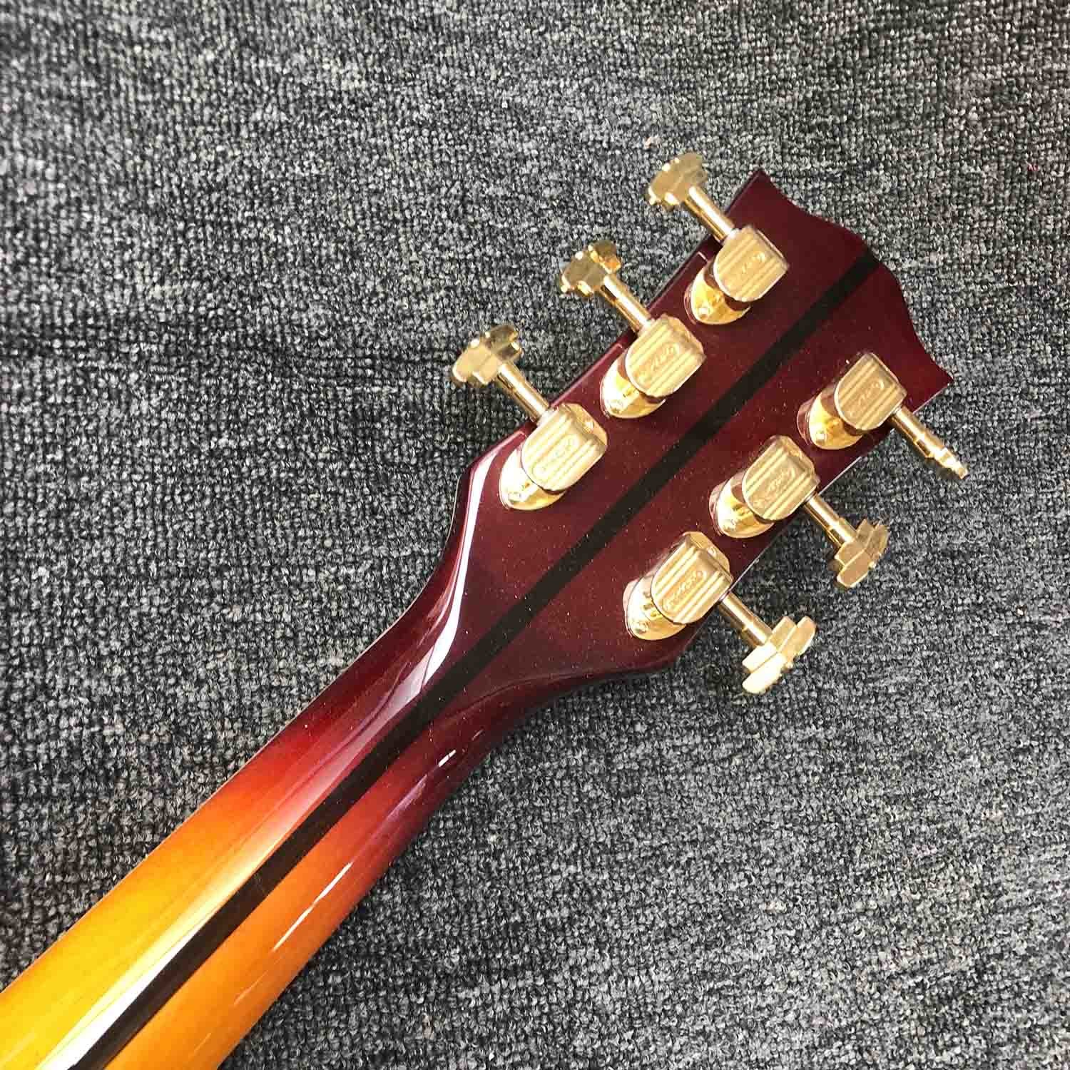 Custom J200S 43 Inch Jumbo Acoustic Guitar Ebony Fingerboard Abalone Binding GroFlamed Maple Back Side in Sunburst Color