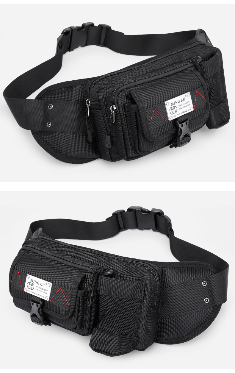 Leisure Style Men'S Outdoor Waterproof Waist Bag Length 27cm Lightweight