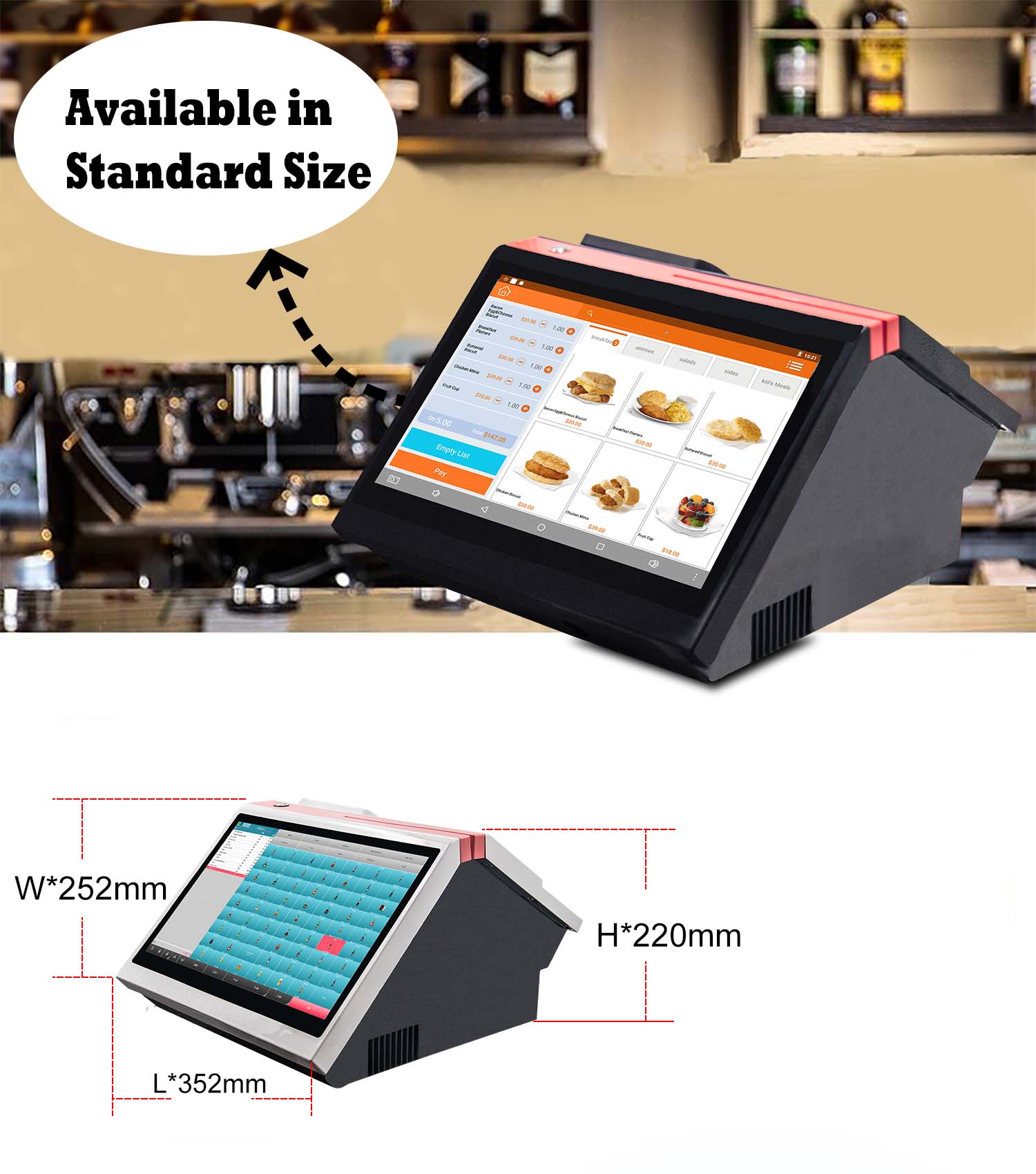 14.1" Full HD Touch Screen POS Terminal for Retail Restaurant Self-Service Payment