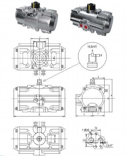 stainless steel 304/316 air torque actuator pneumatic control for ball valve butterfly valve