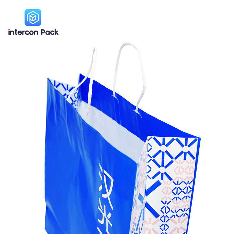4C Offset Embossed Kraft Shopping Bags With Handles Gravure Printing