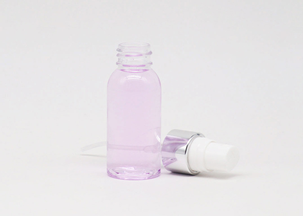 Travel Pocket Plastic Spray Bottle 30ml Cylinder With Gold Aluminum Collar