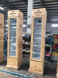 Quality Slim fridge displaying Cooler Wooden case wholesale