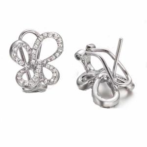 Quality 18K White Gold Butterfly Pave Diamonds Stud Earrings for Women Gift (GDE014) wholesale