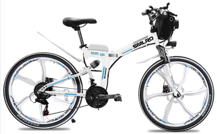 SMLRO 24 Inch Folding Electric Bike , 22MPH Electric Bicycle For Men IPS6