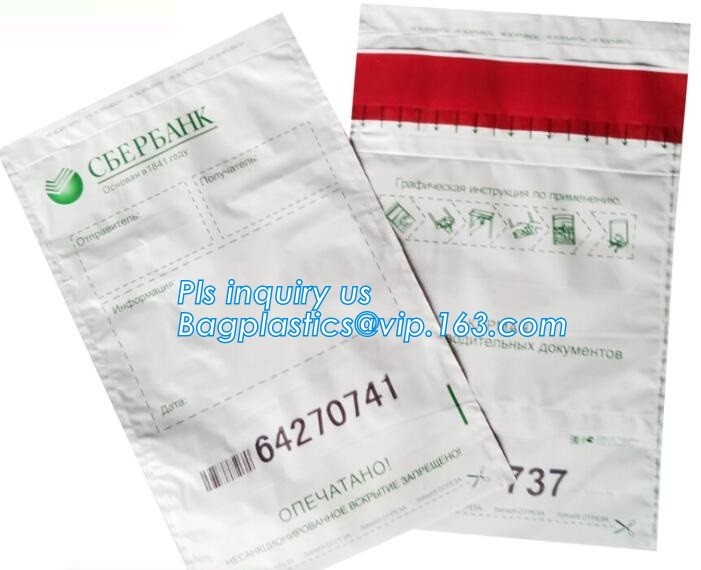 Opaque Tamper Evident Sealing Plastic Bank Money Steb Security Bag / Custom Self Adhesive Plastic Courier Bag, bagease