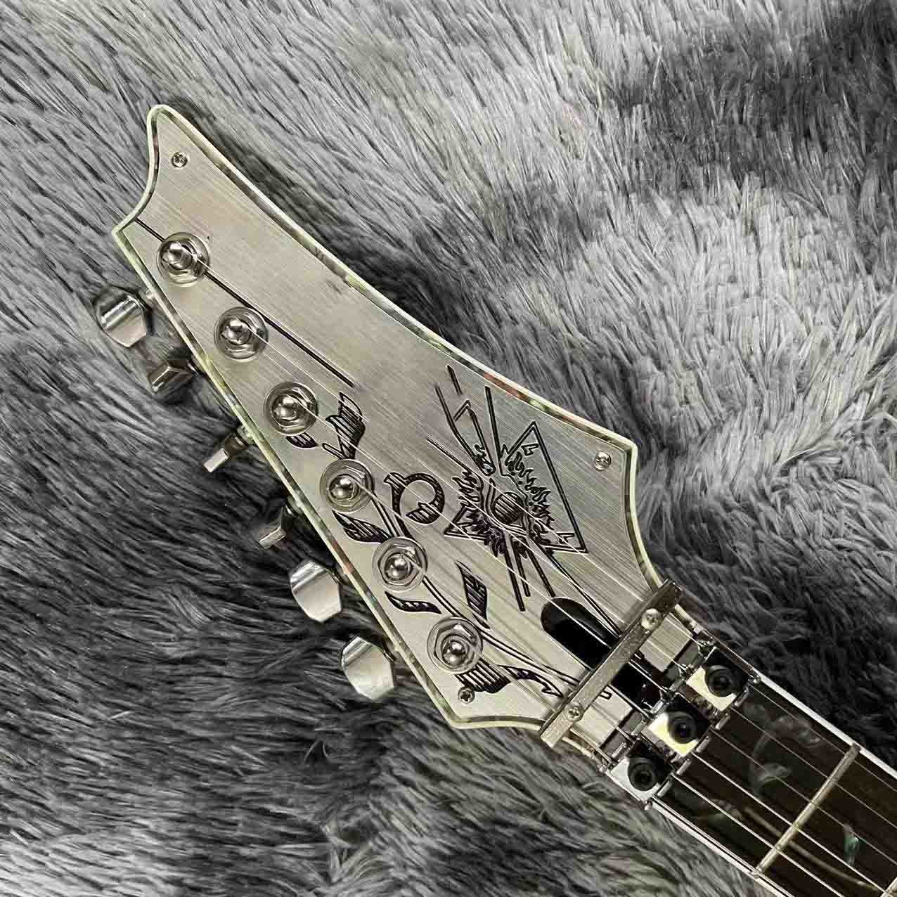 Custom Black Electric Guitar With Metal Pickguard Floyd Rose Bridge Chrome Hardware Tree of Life Inlay Can be customized