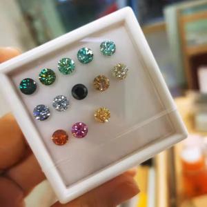 Quality GRA Certificate 1ct Round Cut 6.5mm VVS1 Loose Moissanite Diamond in White Pink Yellow Champagne Blue Green for Jewelry wholesale