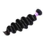 12-30 Inch Brazilian Loose Curly Weave Natural Color Black Single Drawn Hair End