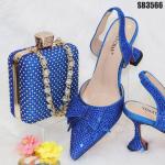 Supoo Orange shiny Italian ladies shoes matching bags with stones african