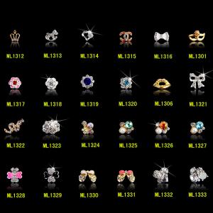 Quality Hot NEW Wholesale Alloy Jewelry 3D Nail Art Jewelry Nail rhinestones Sticker Supplier Number ML1312-1333 wholesale