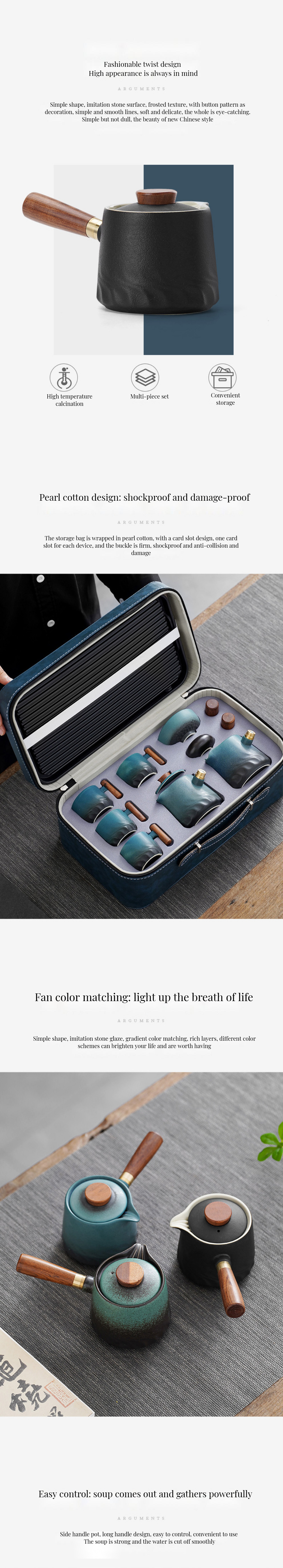 Traditional Style Portable Ceramic Kung Fu Tea Set for Office and Home Capacity 300ml