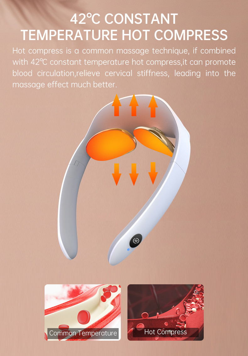 Fodable EMS Electric Pulse Neck Massager Therapy Soreness Relief 500mAh