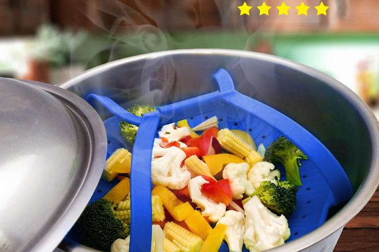 100% Food Grade Silicone Vegetable Steamer Cooking Steamer With Locking Handles Cooking Tool