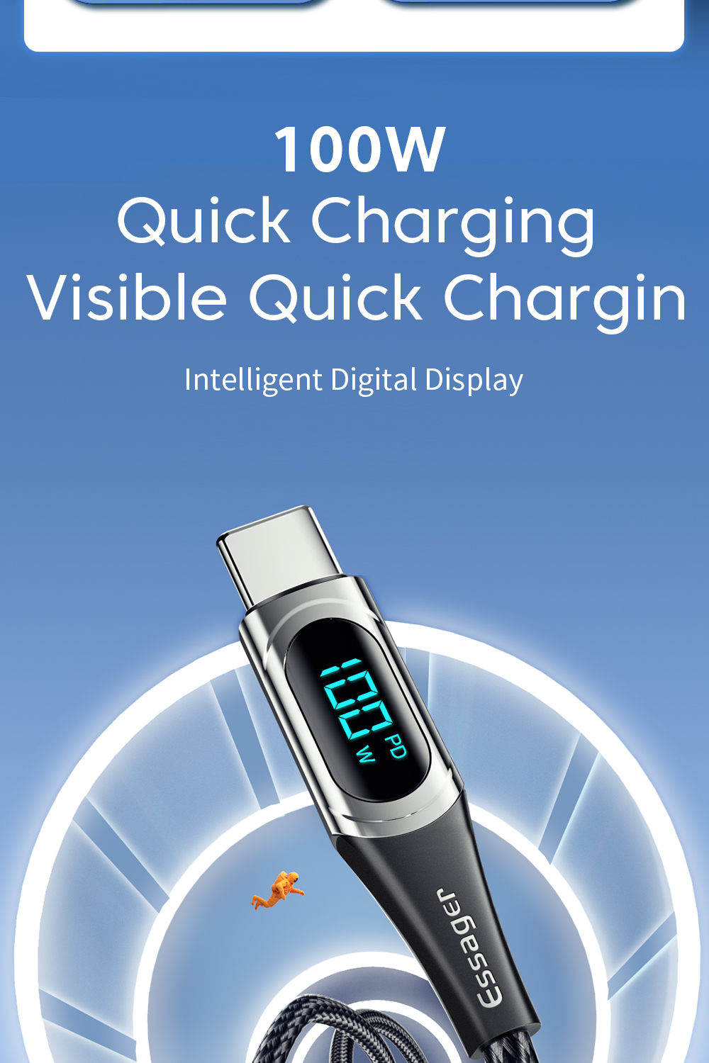 LED Digital Display USB C To C Cable Quick Charge HD 100W OEM/ODM 1M 2M 3M 5A
