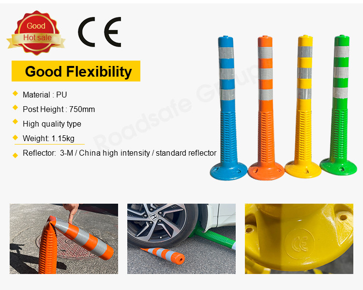 Red 750mm Height Delineator Bollard PU Traffic Safety Reflective Road Warning Post