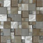 Shine gliter crystal glass mix metal mosaic puzzle pattern for wall decoration