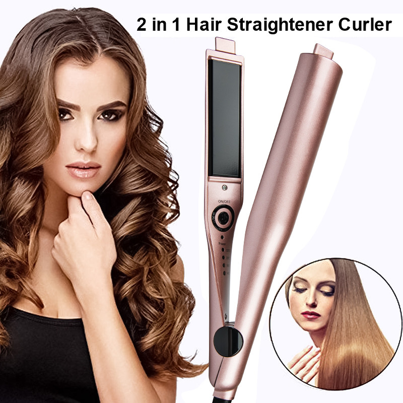 OEM 220 degree Hair Straightener Curler 2 In 1 Nano Titanium Plate