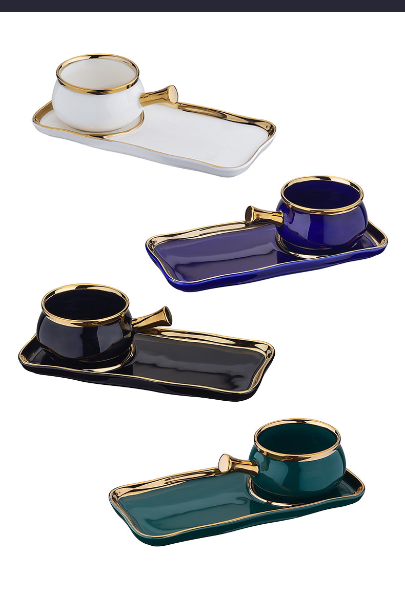 Tea Nordic Gold Rim Ceramic Coffee Cup With Dessert Snack Tray