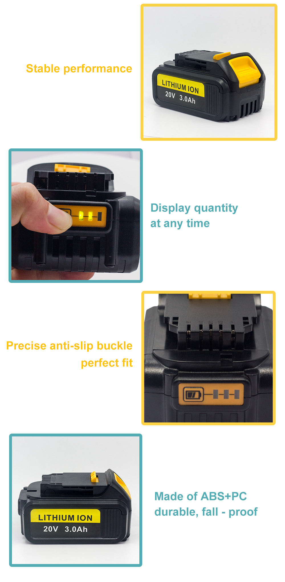 3Ah 20V 18V Power Tools Battery Replacement Dewalt Battery DCB205 DCB204 DCB206