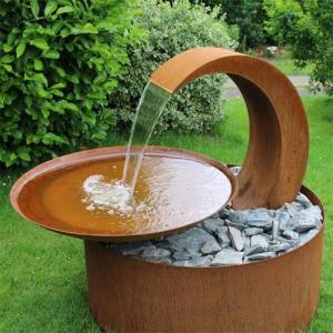 Quality Unique Small Moon Design Corten Steel Water Feature For Garden Landscape wholesale
