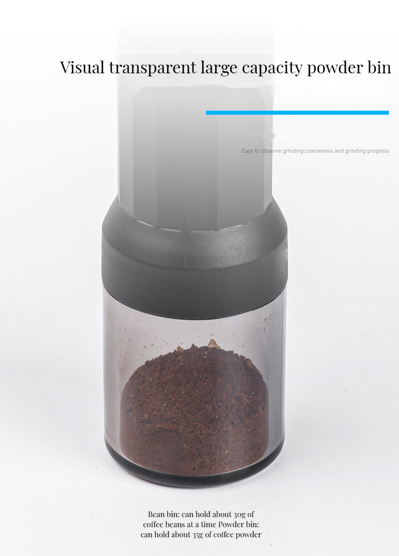 30g Capacity Plastic Body Manual Coffee Grinder with External Adjustable Ceramic Burr