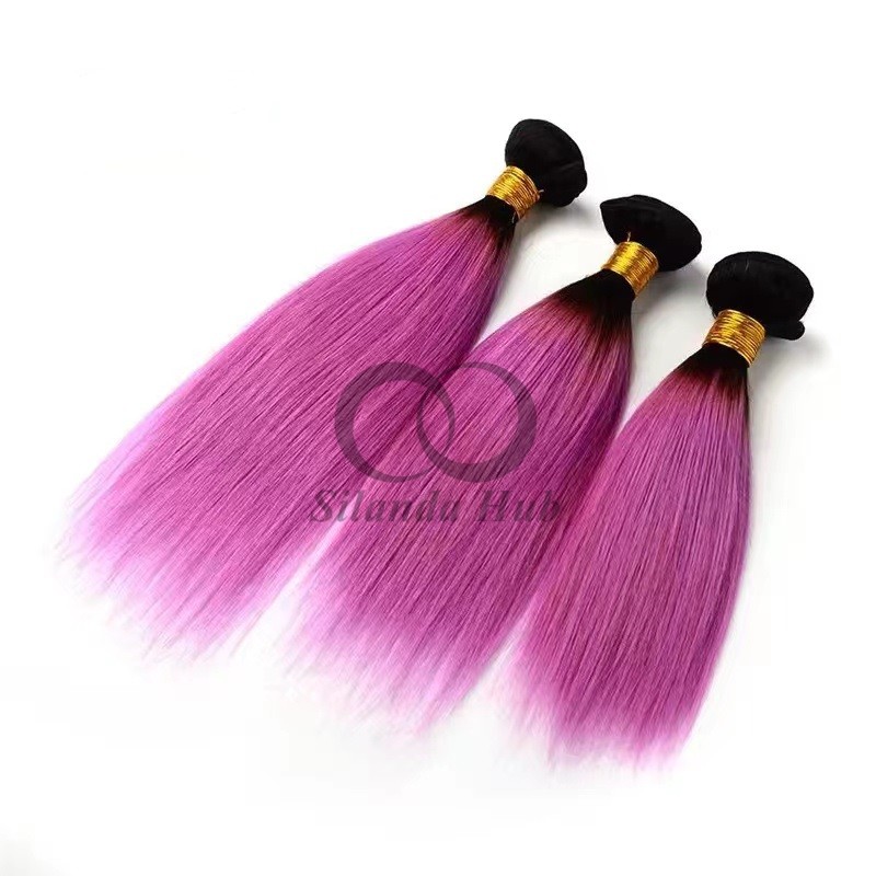 #T1B/Pink Straight Remy Human Hair Bundles Sew In Weave Bundles Brazilian Bundle Deals