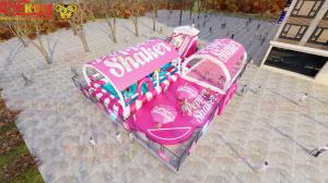 Quality Pink Color Inflatable Water Playground 20*15m For Summer Feeling wholesale