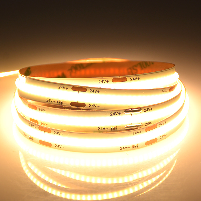 high density 512led/m chips on board flexible pcb cob yellow color led strip tape