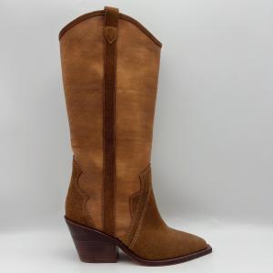 Quality soft cow suede leather with canvas upper，pointed toe Womens genuine Leather winter Dress Boots wholesale