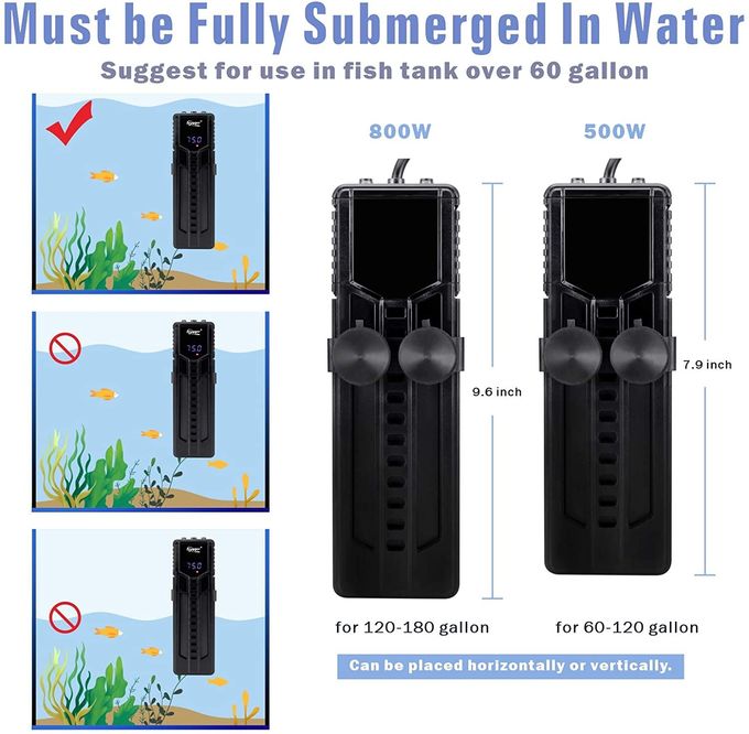 Submersible Titanium Steel Aquarium Heater For Marine / Fresh Water