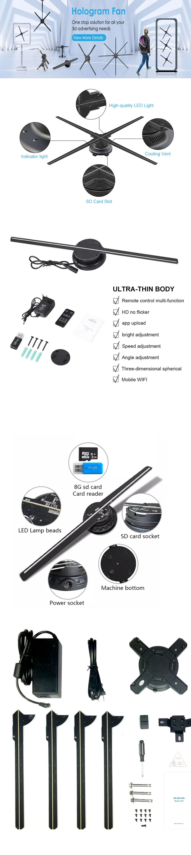 Indoor LCD holographic 3d fan display