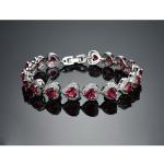 Fashion Platinum Plated Links Chain Heart Shape Red Cubic Zirconia Tennis