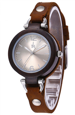beautiful design made out of wood leather strap wood watch for ladies gift wrist watch women