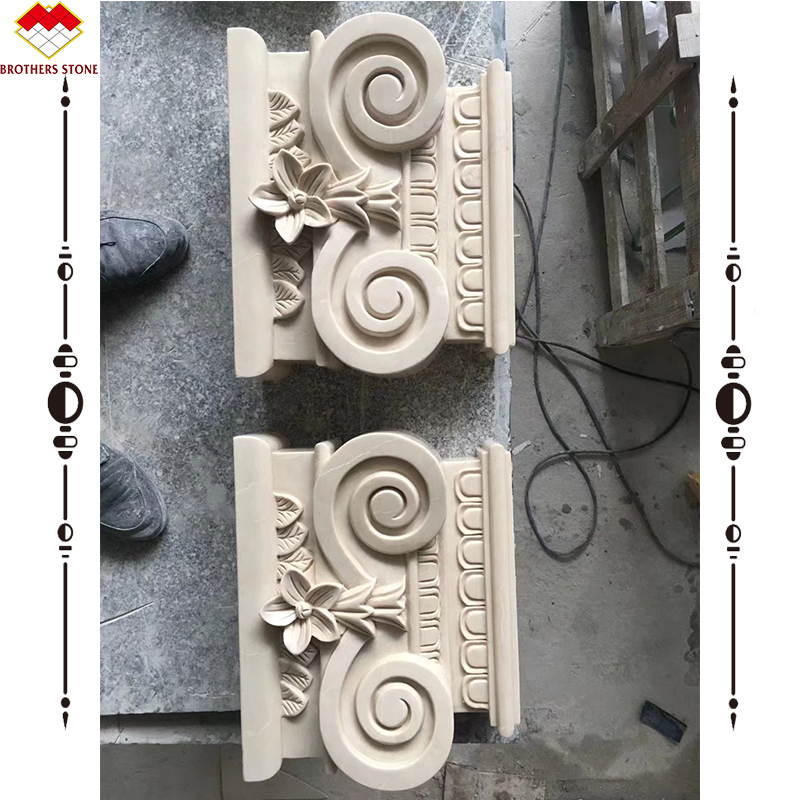 Hand Carved Marble Square Column Capital for Western Design Marble Pillar Decoration