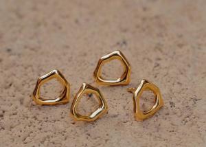Quality Irregular Circle 9k Gold Earrings 8mm Dimension for Anniversary wholesale