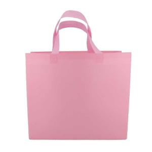 Quality Grocery Printed Non Woven Shopping Bags Pink 65gsm Breathable Shrink Resistant wholesale