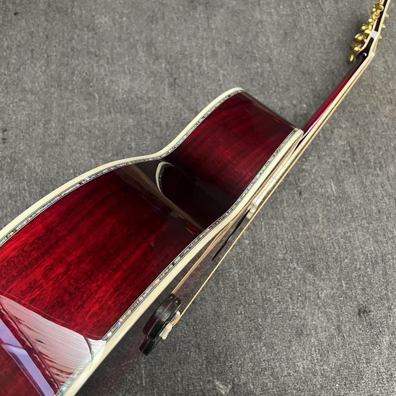 Custom Deluxe SJ200 Solid KOA Top Cutaway Jumbo Acoustic Guitar, Solid KOA Back Side, 43 Inch Gibson Style