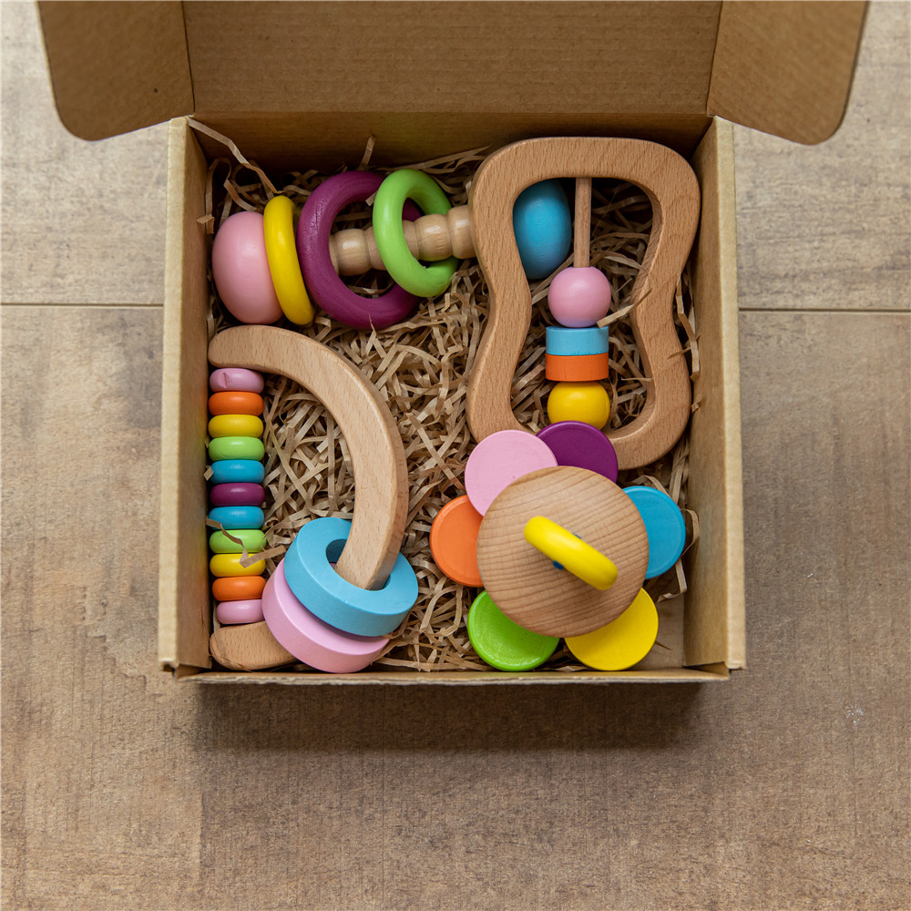 Rattle Soother 7.2cm Wooden Musical Toys Childrens Wooden Instruments