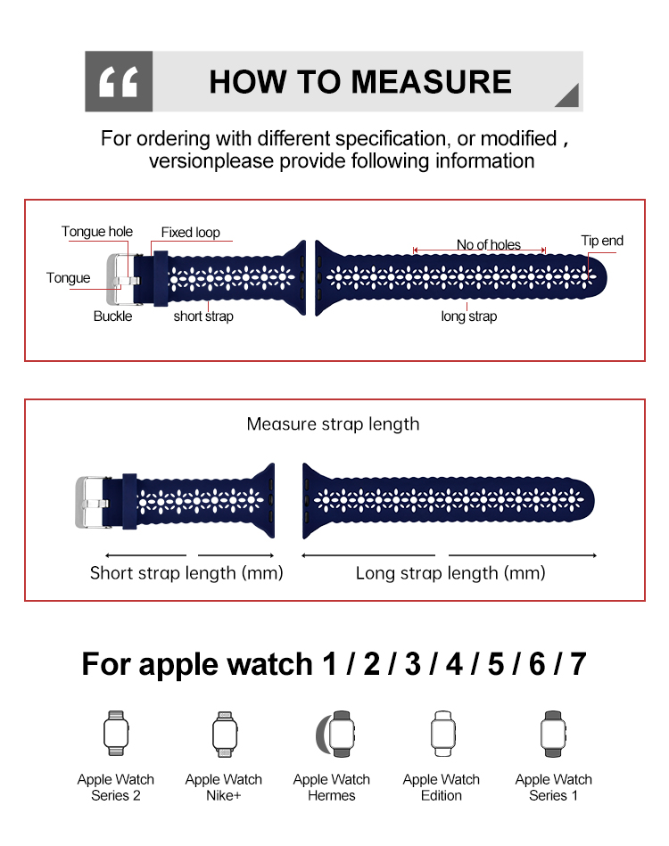 Carved Silicone Rubber Watch Band 38mm 42mm For Apple Watch 7 6 5 4 3 2 1