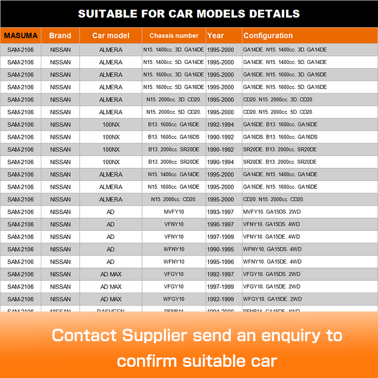 SAM-2106 MASUMA NISSAN 100NX GA16DE Car Engine Strut Mount Shock Absorber 54320-50Y12