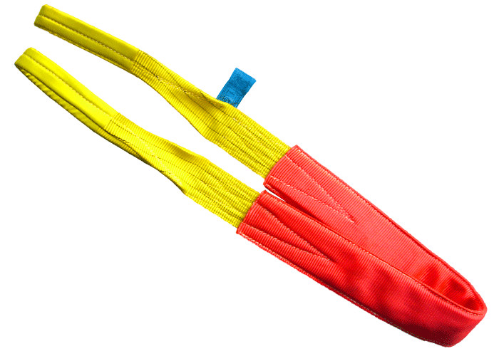Polyester Duplex Webbing Slings , Yellow 3 Ton Flat Eye Sling For Crane
