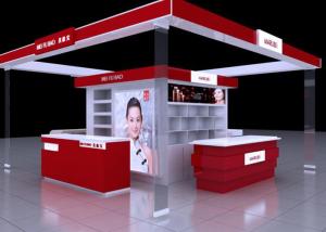 Quality Shopping Mall Cosmetic Display Stand , Red Color Retail Cosmetic Display Cases wholesale