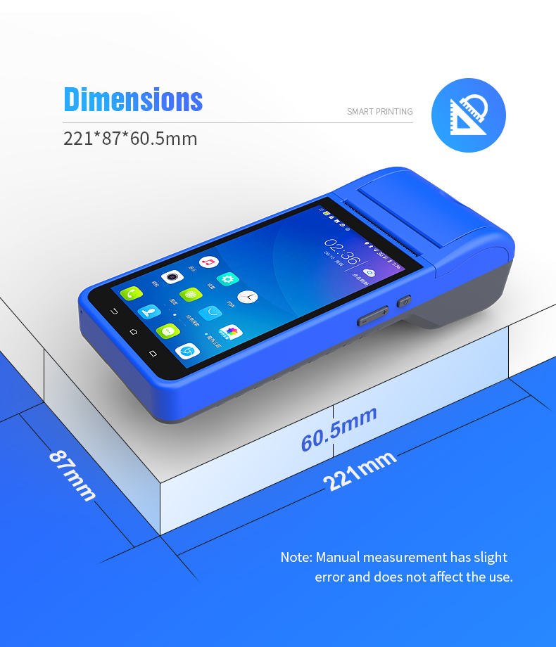 Capacitive Touch Panel Android 8.1 POS Terminal A5N with 58mm Built-In Thermal Printer