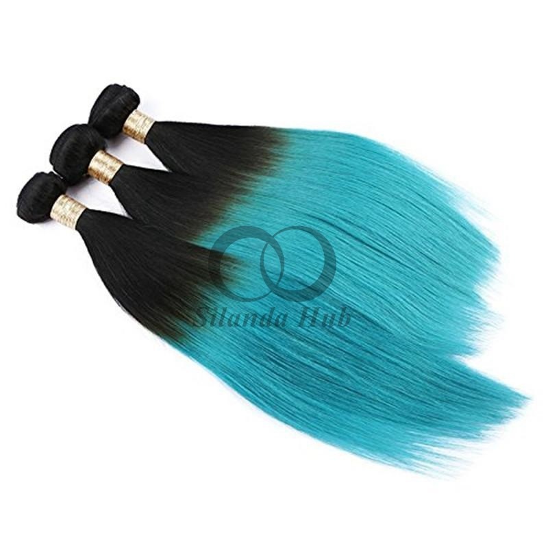 #T1B/Blue Straight Remy Human Hair Bundles Sew In Weave Bundles Brazilian Bundle Deals