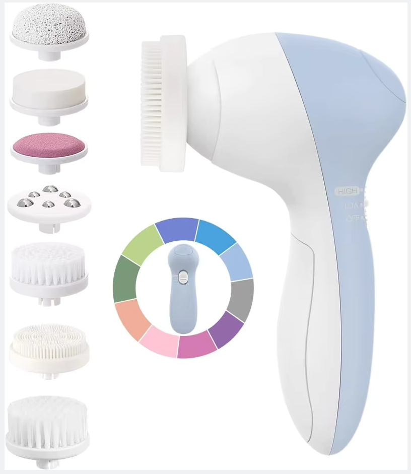 7 In 1 Electric Facial Cleanser Device Portable Spin Cleansing Facial Brush Deep Cleaning