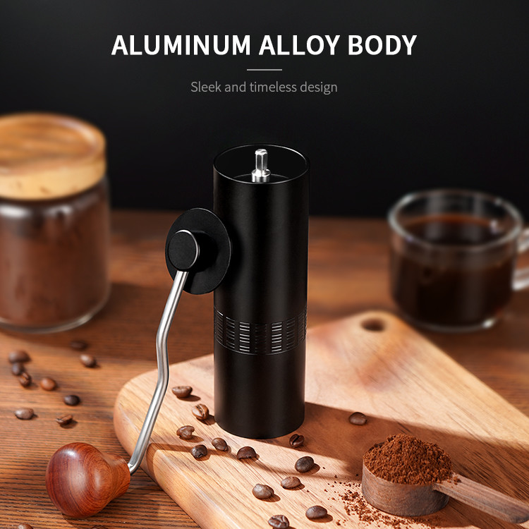 Wooden Hand Steel Flat Burr Manual Coffee Grinder Adjustable 28g 12 Settings