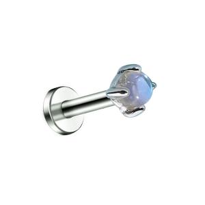 Quality Surgical Steel Labret Stud With Opal Gem Prong Set 16G 6mm 8mm wholesale